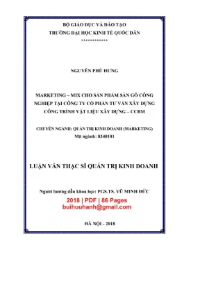 Phân tích marketingmix cho sản phẩm gỗ công nghiệp tại công ty cổ phần tư vấn xây dựng công trình vật liệu xây dựng ccbm