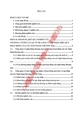 Ảnh hưởng của hoạt động mua bán và sáp nhập đến hiệu quả hoạt động các ngân hàng thương mại việt nam
