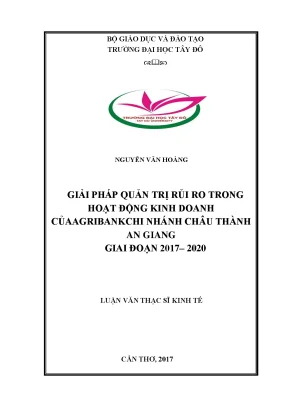 Giải pháp quản trị rủi ro trong hoạt động kinh doanh của agribank chi nhánh châu thành an giang giai đoạn 2017 2020