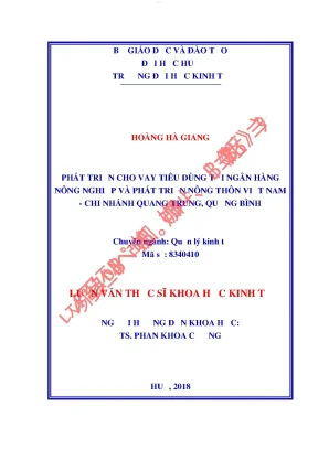 Phát triển cho vay tiêu dùng tại ngân hàng nông nghiệp và phát triển nông thôn việt nam chi nhánh quang trung quảng bình