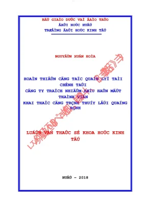 Hoàn thiện công tác quản lý tài chính tại công ty trách nhiệm hữu hạn một thành viên khai thác công trình thủy lợi quảng bình