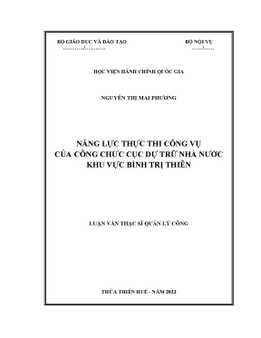 Năng lực thực thi công vụ của công chức cục dự trữ nhà nước khu vực bình trị thiên
