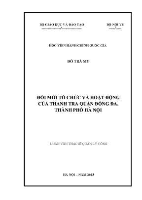 Đổi mới tổ chức và hoạt động của thanh tra quận đống đa thành phố hà nội