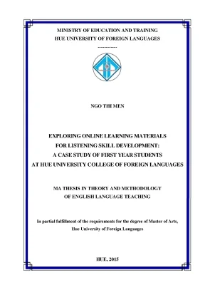 Exploring online learning materials for listening skill development a case study of first year students at hue university college of foreign languages