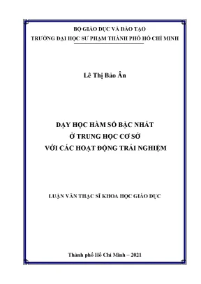 Dạy học hàm số bậc nhất ở trung học cơ sở với các hoạt động trải nghiệm