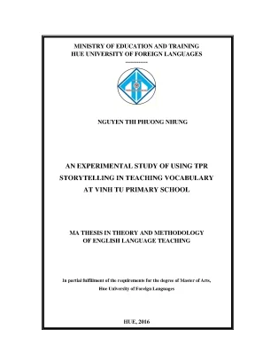 Nghiên cứu thực nghiệm việc dạy từ vựng bằng phương pháp kể chuyện với phản xạ toàn thân tại trường tiểu học vĩnh tú