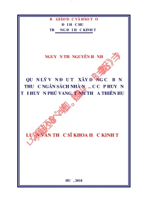 Quản lý vốn đầu tư xây dựng cơ bản thuộc ngân sách nhà nước cấp huyện tại huyện phú vang tỉnh thừa thiên huế