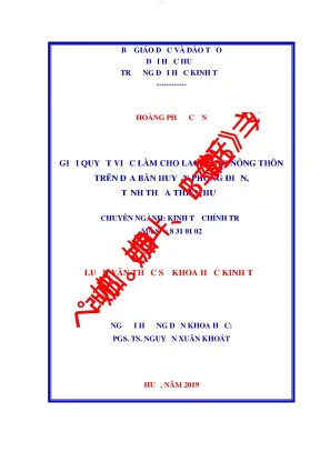 Giải quyết việc làm cho lao động nông thôn trên địa bàn huyện phong điền tỉnh thừa thiên huế