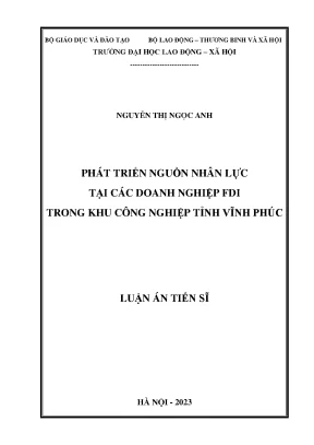 Phát triển nguồn nhân lực tại các doanh nghiệp fdi trong khu công nghiệp tỉnh vĩnh phúc