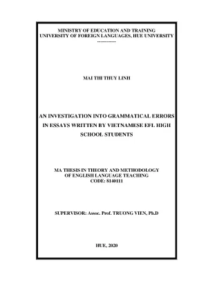 An investigation into grammatical errors in essays written by vietnamese efl high school students