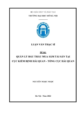 Quản lý đấu thầu mua sắm tài sản tại cục kiểm định hải quan tổng cục hải quan