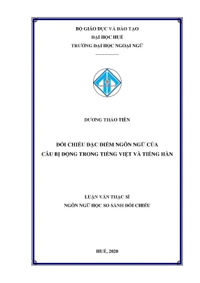 Đối chiếu đặc điểm ngôn ngữ của câu bị động trong tiếng việt và tiếng hàn