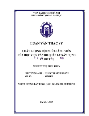 Chất lượng đội ngũ giảng viên của học viện cán bộ quản lý xây dựng và đô thị