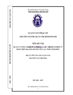 Quản lý thuế giá trị gia tăng tại các doanh nghiệp tư nhân trên địa bàn huyện yên lạc tỉnh vĩnh phúc