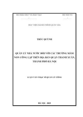 Qlnn đối với các trường mầm non công lập trên địa bàn quận thanh xuân thành phố hà nội