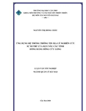 Ứng dụng hệ thống thông tin địa lý nghiên cứu sự di trú của rầy nâu các tỉnh đồng bằng sông cửu long