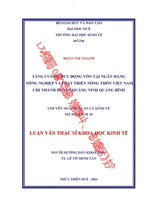 Tăng cường huy động vốn tại ngân hàng nông nghiệp và phát triển nông thôn việt nam chi nhánh huyện quảng ninh quảng bình