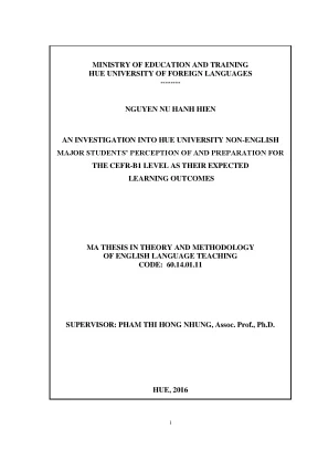 An investigation into hue university non english major students perception of and preparation for the ceer b1 level as their expected learning outcomes