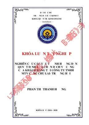 Nghiên cứu các yếu tố ảnh hưởng đến quyết định lựa chọn dịch vụ cảng của khách hàng tại công ty tnhh mtv cảng chu lai trường hải