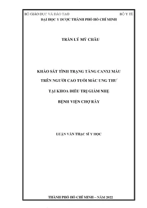 Khảo sát tình trạng tăng canxi máu trên người cao tuổi mắc ung thư tại khoa điều trị giảm nhẹ bệnh viện chợ rẫy