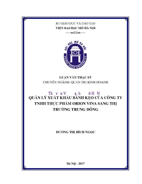Quản lý xuất khẩu bánh kẹo của công ty tnhh thực phẩm orion vina sang thị trường trung đông