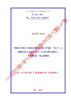 Phát triển doanh nghiệp nhỏ và vừa trên địa bàn huyện tuyên hóa tỉnh quảng bình