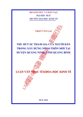 Thu hút sự tham gia của người dân trong xây dựng nông thôn mới tại huyện quảng ninh tỉnh quảng bình