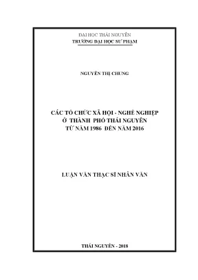 Các tổ chức xã hội nghề nghiệp ở thành phố thái nguyên từ năm 1986 đến năm 2016
