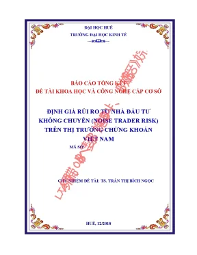 Định giá rủi ro từ nhà đầu tư không chuyên noise trader risk trên thị trường chứng khoán việt nam