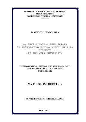 An investigation into errors in pronouncing ending sounds made by students at phu xuan university