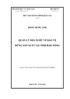 Quản lý nhà nước về bảo vệ rừng sản xuất tại tỉnh đắk nông