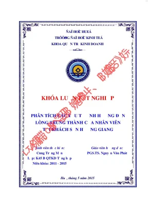 Phân tích các yếu tố ảnh hưởng đến lòng trung thành của nhân viên tại khách sạn hương giang
