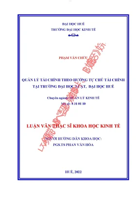 Quản lý tài chính theo hướng tự chủ tài chính tại trường đại học luật đại học huế