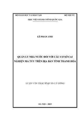 Quản lý nhà nước đối với các cơ sở cai nghiện ma túy trên địa bàn tỉnh thanh hóa