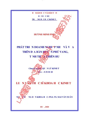 Phát triển doanh nghiệp nhỏ và vừa trên địa bàn huyện phú vang tỉnh thừa thiên huế
