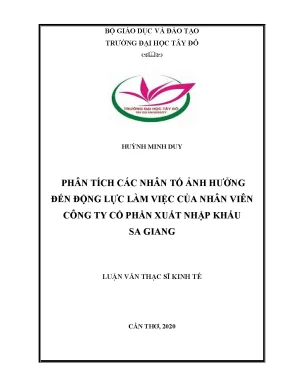 Phân tích các nhân tố ảnh hưởng đến động lực làm việc của nhân viên công ty cổ phần xuất nhập khẩu sa giang