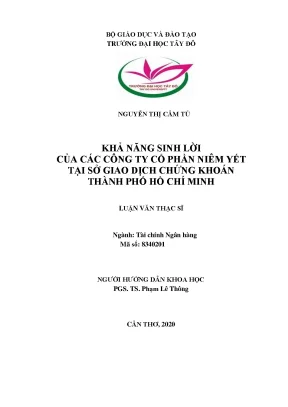Khả năng sinh lời của các công ty cổ phần niêm yết tại sở giao dịch chứng khoán thành phố hồ chí minh