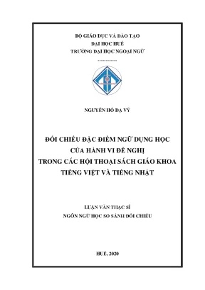 Đối chiếu đặc điểm ngữ dụng học của hành vi đề nghị trong các hội thoại sách giáo khoa tiếng việt và tiếng nhật