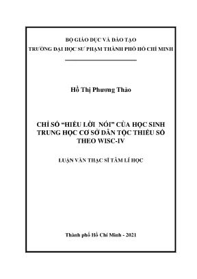 Chỉ số hiểu lời nói của học sinh trung học cơ sở dân tộc thiểu số theo wisc iv