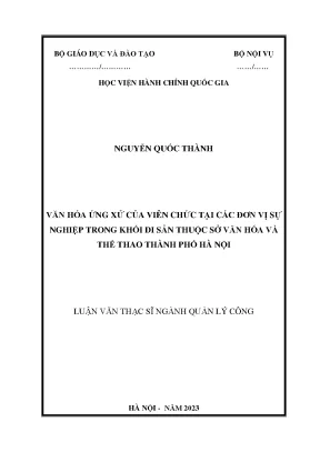 Văn hóa ứng xử của viên chức tại các đơn vị sự nghiệp trong khối doanh nghiệp thuộc sở văn hóa và thể thao thành phố hà nội