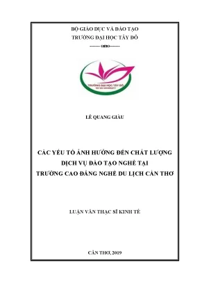 Các yếu tố ảnh hưởng đến chất lượng dịch vụ đào tạo nghề tại trường cao đẳng nghề du lịch cần thơ