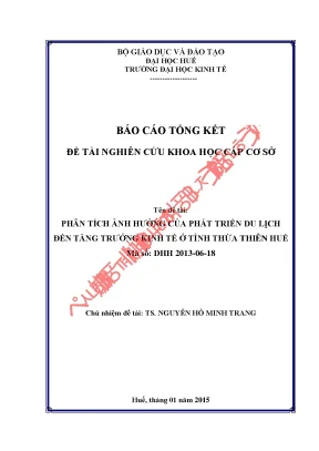 Phân tích ảnh hưởng của phát triển du lịch đến tăng trưởng kinh tế ở tỉnh thừa thiên huế