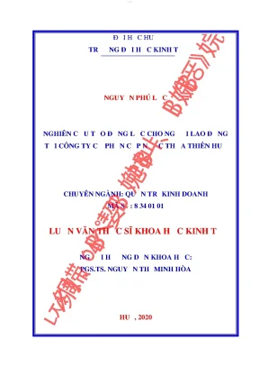 Nghiên cứu tạo động lực cho người lao động tại công ty cổ phần cấp nước thừa thiên huế