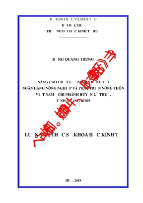 Nâng cao chất lượng tín dụng tại ngân hàng nông nghiệp và phát triển nông thôn việt nam chi nhánh huyện lệ thủy tỉnh quảng bình