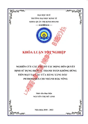 Các yếu tố ảnh hưởng đến quyết định sử dụng dịch vụ thanh toán không dùng tiền mặt tại các cửa hàng xăng dầu petrolimex chi nhánh đăk nông