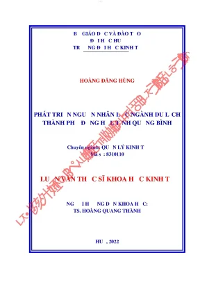 Phát triển nguồn nhân lực ngành du lịch thành phố đồng hới tỉnh quảng bình