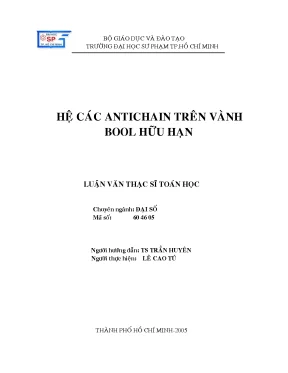 Hệ các antichain trên vành bool hữu hạn