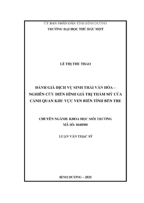 Đánh giá dịch vụ sinh thái văn hóa nghiên cứu điển hình giá trị thẩm mỹ của cảnh quan khu vực ven biển tỉnh bến tre