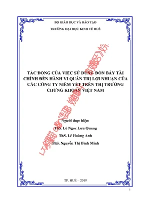 Tác động của việc sử dụng đòn bẩy tài chính đến hành vi quản trị lợi nhuận của các công ty niêm yết trên thị trường chứng khoán việt nam