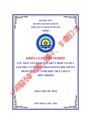 Các yếu tố ảnh hưởng đến ý định tái mua sắm trực tuyến của khách hàng đối với sản phẩm công ty tnhh mộc truly hues trên shopee